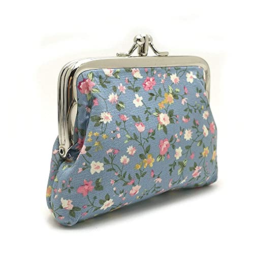 Image of Cute Floral Buckle Coin Purses Vintage Pouch Kiss-lock Change Purse Wallets
