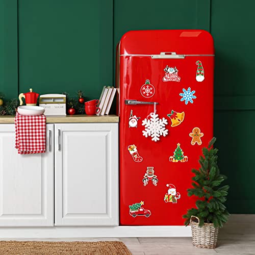 ADXCO 12 Pieces Christmas Refrigerator Magnets DIY Cute Santa Claus, Snowman, Elk, Christmas Tree Magnetic Stickers for Fridge, Kitchen Decor, Xmas Holiday Party Favor
