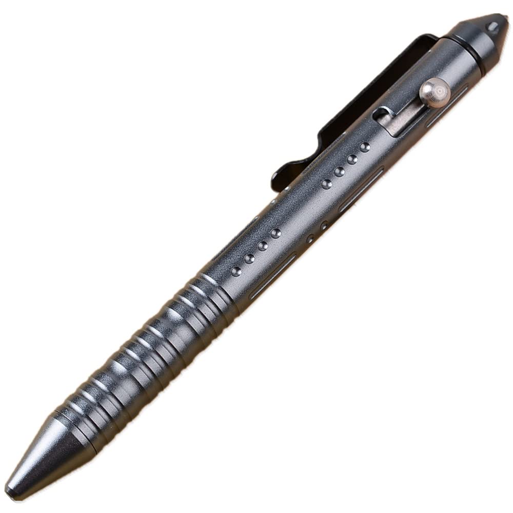 Portable Bolt Action Pen, Metal Writing EDC Pen with Black Pen Pouch, Signature Pen Gift for Office, Business, Executive (Grey)