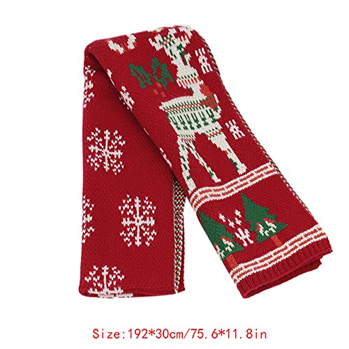 U Scinan Winter Warm Knitted Scarf Reindeer Pattern Christmas Neck Warmer Fashion Fringed Neckerchief Neck Wrap2