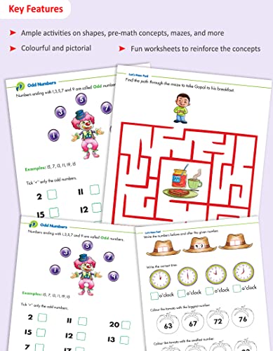 Image of Woodsnipe Number Writing and Maths Practice Books for Preschool Ages 4 to 6 Years| Number Writing 1 to 100 with Tracing, Ample Activity Worksheets on Shapes, Comparisons, Addition, Subtraction & more