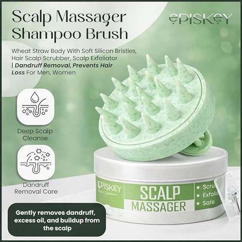 Image of Scalp Massager Shampoo Brush, Eco-Friendly Wheat Straw Body With Soft Silicon Bristles, Hair Scalp Scrubber, Scalp Exfoliator | Dandruff Removal, Prevents Hair Loss For Men, Women (Jg-35)