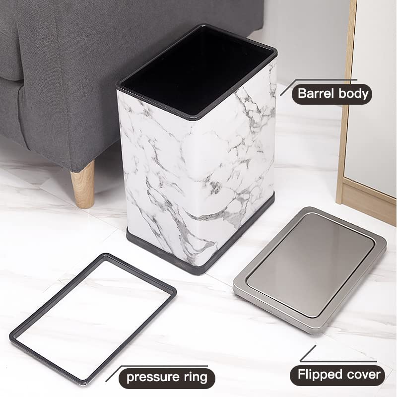 Miniatura 5 de JINYCOME Cubo de basura pequeño de 2.6 galones para oficina, baño, con tapa oscilante, cubo de basura para sala de estar, dormitorio, papelera