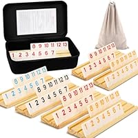 SOOPOTAY Rummy Cup Brettspiel Für 2-6 Spieler – 160 Melamin-Fliesen, 6 Holzhalter, Premium-Koffer & Beutel – Reisespiel für Erwachsene