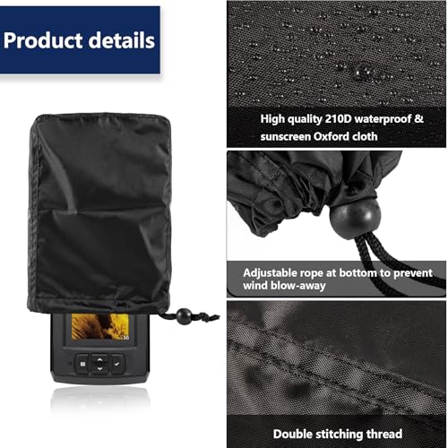 Image of Fishfinder Cover 3-10in,Depth Finder Oxford Fabric Waterproof Protection Accessories,for Hummingbird Lowrance Models,Protects Your Screen and Device from Sun Adverse Weather Damage Fishing