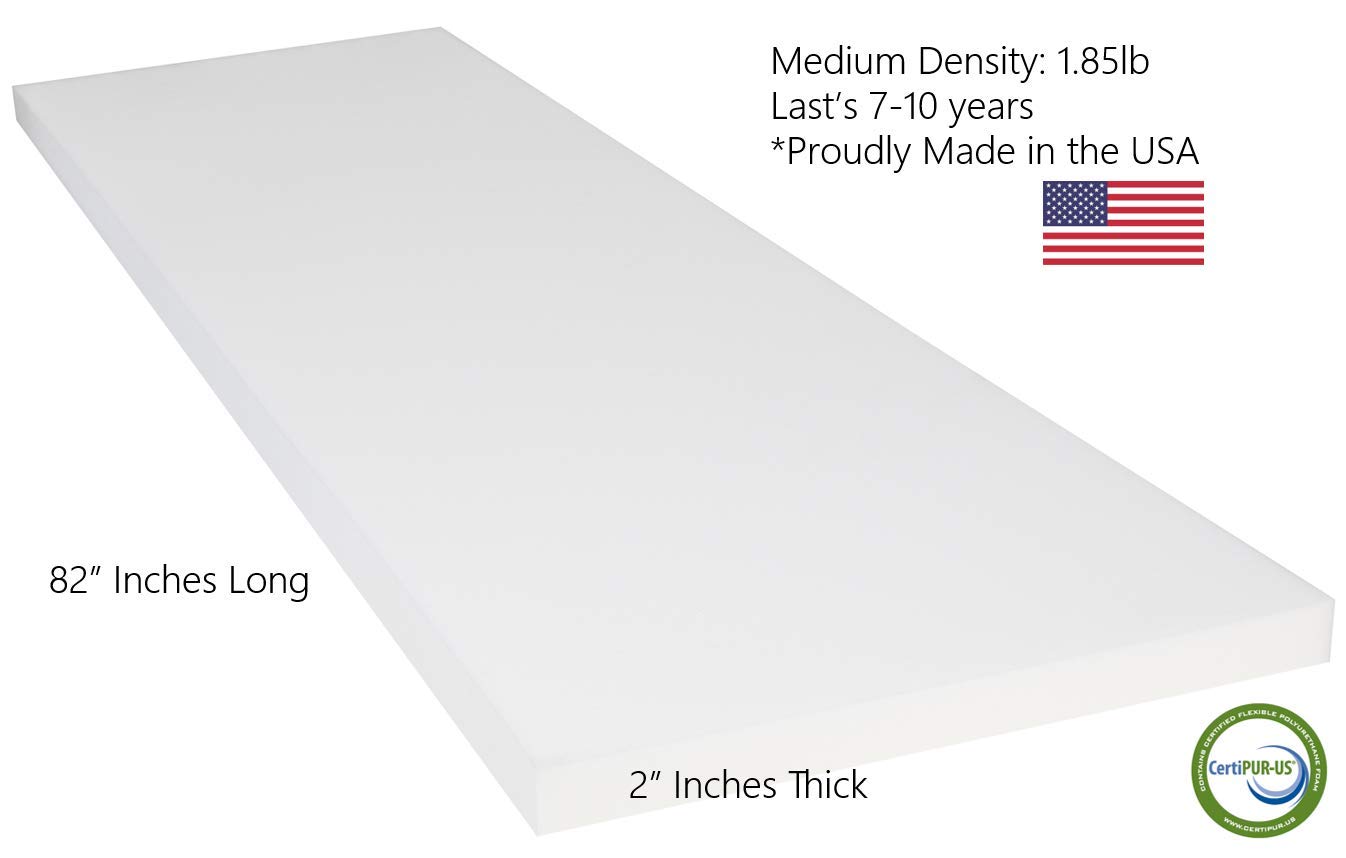 ComfortStyle Replacement Seat Cushion Upholstery Foam Pad for Sofa or Dining Chair, 2