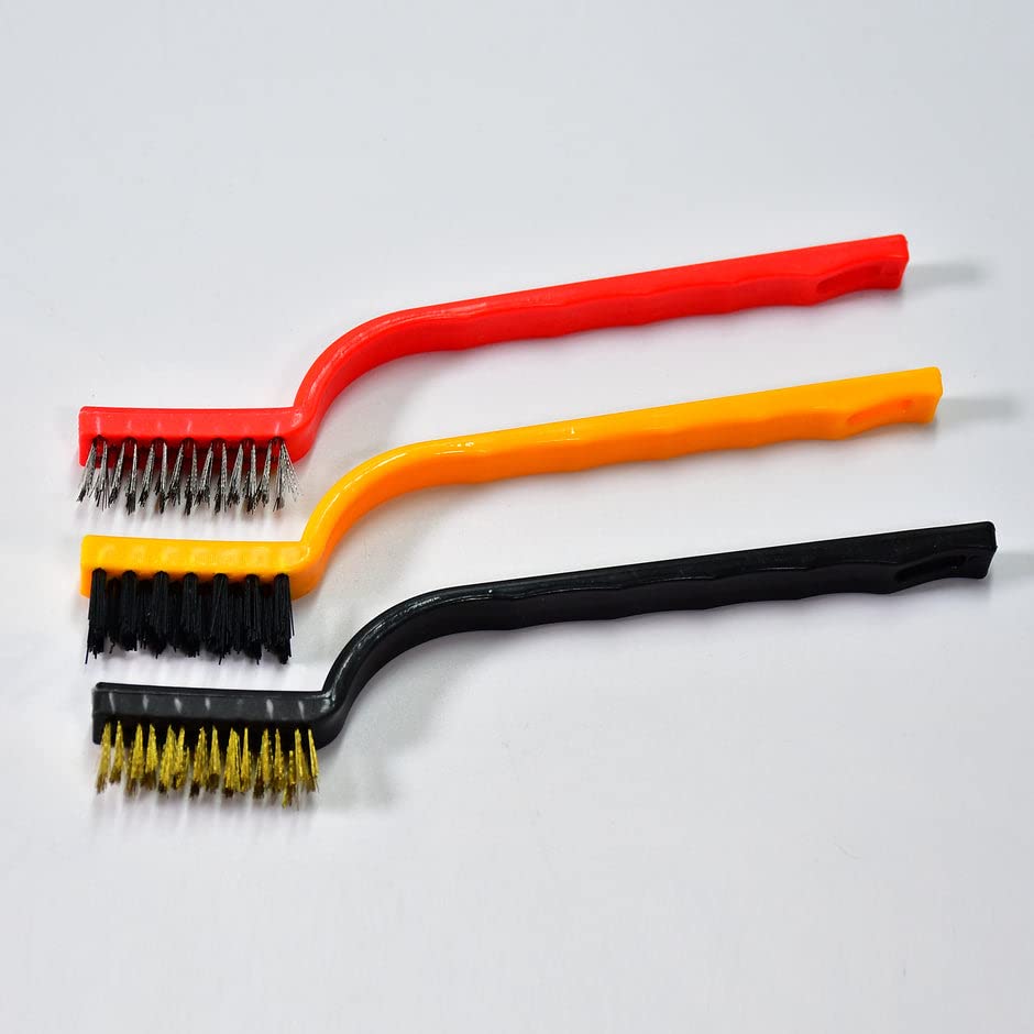 Gambit Household Cleaning Mini Brush Set 3 Pieces, Brass, Nylon, Stainless Steel Bristles for Rust, Paint, Metal Cleaner, Cleaning Welding Slag and Rust, Handy Steel/Nylon/Brass Brush (Multicolor) (B0BH4X6VJB) Amazon Price History, Amazon Price Tracker