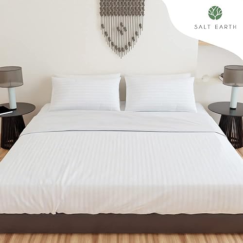 Miniatura 2 de Salt Earth Juego de sábanas de algodón tamaño King de 4 piezas, 100% algodón con bolsillos de 16 pulgadas de profundidad, fácil ajuste, sábanas y