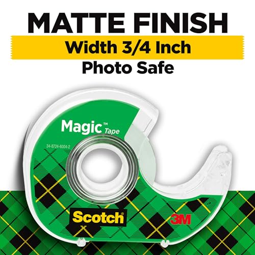 Scotch Magic Tape, Invisible, Back to School and University Essentials for Students and Teachers, 6 Tape Rolls With Dispensers, 19 mm x 21.5 m image 1