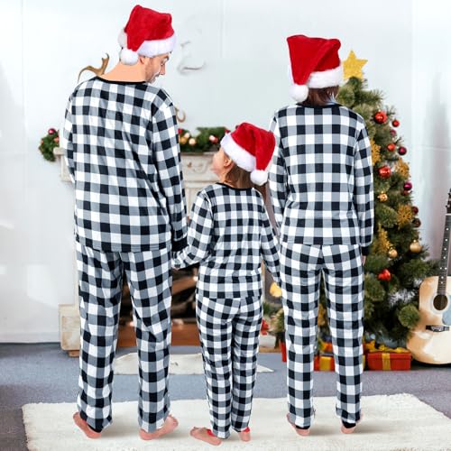 Liitrsh Matching Family Christmas Pajamas Set Buffalo Black Plaid Pajamas Classic Sleepwear Loungewear Xmas Holiday Pajamas3