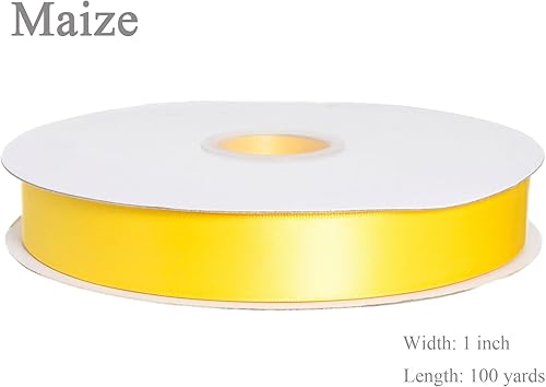Vista 162 de Cinta de satén de poliéster de doble cara de color sólido, 1 pulgada de ancho, 100 yardas de largo, perfecta para bodas, envoltura de regalos, Oro