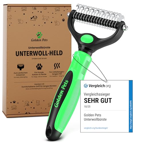 TESTURTEIL SEHR GUT Unterwollbürste & Unterfellbürste I Hundebürste & Katzenbürste für langhaar I Unterwollkamm entfernt Unterwolle & Verfilzungen