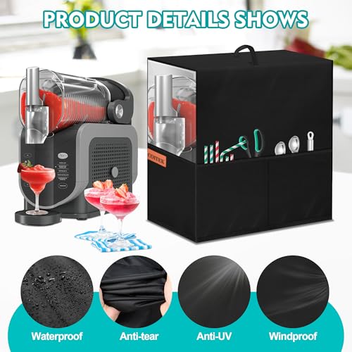 Image of Dust Cover for Ninja Slushie Machine, COITEK Waterproof 600D Nylon Drink Machines Cover Compatible with Ninja SLUSHi FS301C /FS301 /FS300 /FS299 /CyberChill SM-FS200A /SM-FS200(with Cloth)