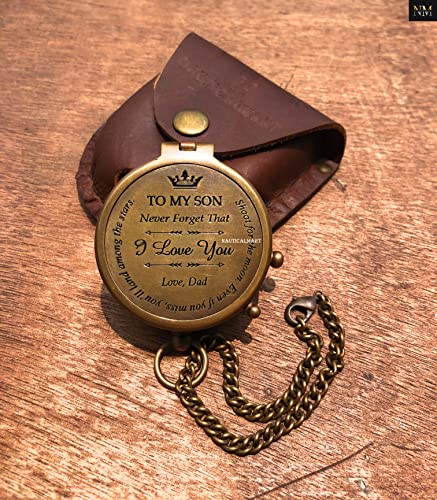 Brújula de Latón Portátil con Estuche de Cuero miniatura 2