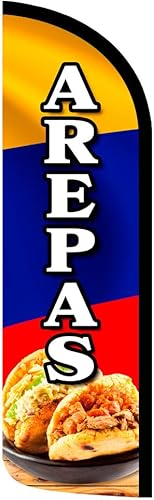 Arepas Premium Windless Polyknit Feather Flag (11.5 x 3 feet) Feather Flag, FLAG ONLY No Hardware Printed in the USA