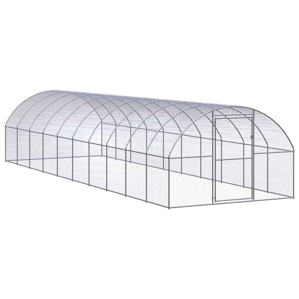 Stajnia z ocynkowanej stali, 3 x 10 x 2 m, dla małych zwierząt, takich jak kury, króliki, świnki morskie, fretka, gryzonie, wybieg z dachem i możliwością rozszerzenia