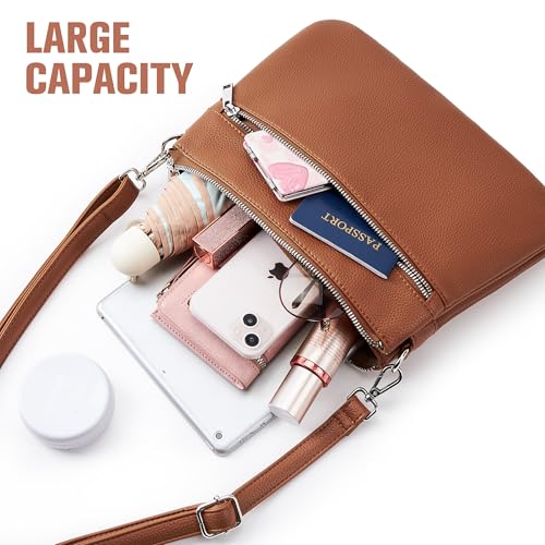 KALIDI Crossbody Bag Vegan Leather Casual Zipper Work Bag Weekender Hobo for Women shoulder Travel Dating 6