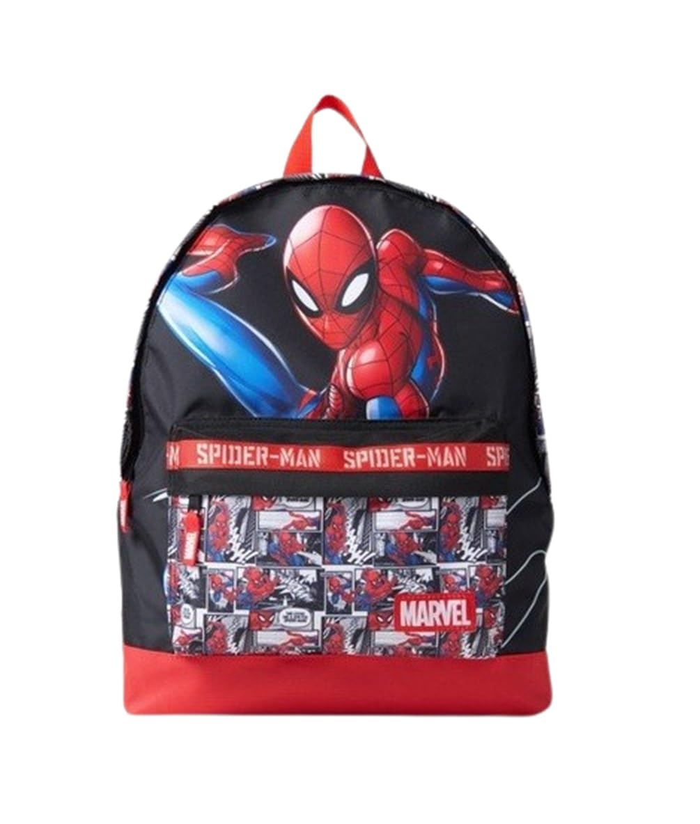 Zaino per bambini Spider-Man con stampa di fumetti Marvel, zaino per la scuola Spiderman per bambini, con stampa di fumetti Marvel, con spallacci regolabili, grande zaino per bambini con tasca