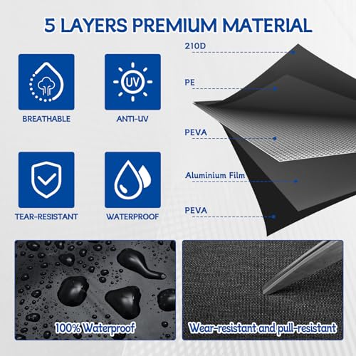 Image of 210D Car Cover 5 Layer Waterproof All Weather Full Exterior Covers for 1960-2023 Beetle with Windproof Strap and Storage Bag