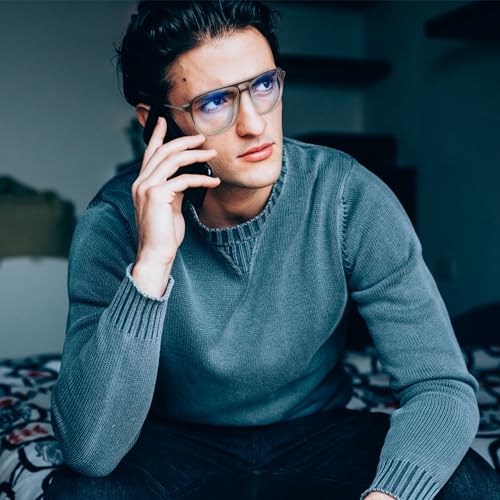 Image of FAA'N Blue Light Glasses Men Acetate Computer Gaming Non Prescription Glasses Lightweight Square Bluelight Blocker Frame