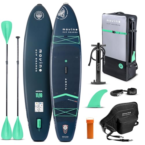 Movino Stand Up Paddle Board (350 cm) - 2in1 SUP Kajak Aufblasbar - Tragkraft bis 165 kg Set Mit Zubehör Paddel - Allround 350x83x15 cm - Adria 11’6' - Welded Rail - 15 PSI