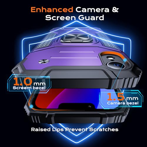 Image of Anqrp Heavy Duty Case for iPhone XR Case with Enhanced Ring Holder Grip Stand, Military Grade Shockproof Rugged Drop Protective Silicone Hard Slim iPhone XR Phone Case Cover,Purple