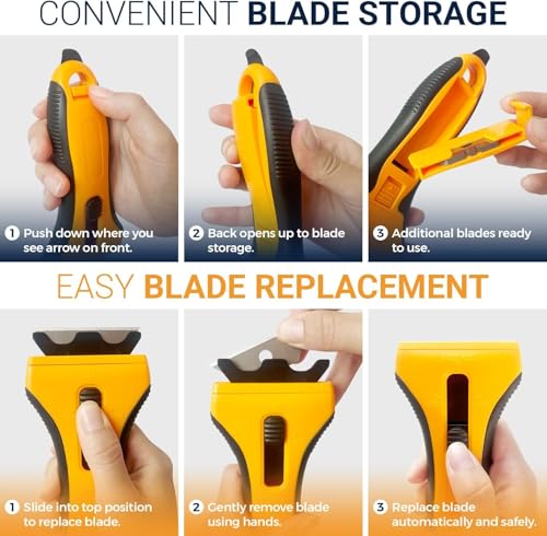 Linda's Essentials Glass Scraper Tool With 15 Extra Blades - Oven Scraper Tool Non Scratch, Razor Blade Scraper For Windows, Paint, Ceramic Hob Scraper for Cleaning, Kitchen Scraper Glass Cleaner 8 Linda's Essentials Glass Scraper Tool With 15 Extra Blades - Oven Scraper Tool Non Scratch, Razor Blade Scraper For Windows, Paint, Ceramic Hob Scraper for Cleaning, Kitchen Scraper Glass Cleaner - Image 8