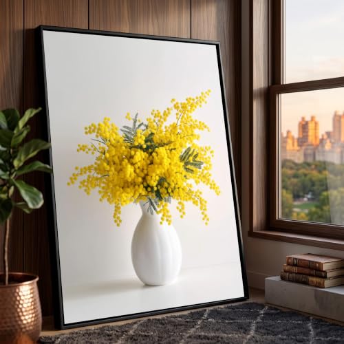 Tableau mural mimosa jaune décoration nature morte moderne salon grand format 80x120