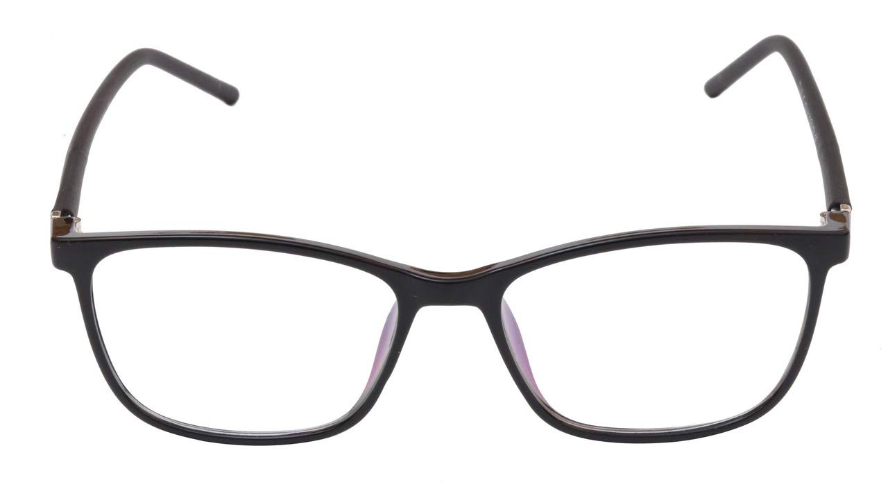 Soigné Rectangular Spectacle Frames For Boys,Girls,Men&Women.Matte Black Color Frame.Transparent Color Lens.Size-MEDIUM.