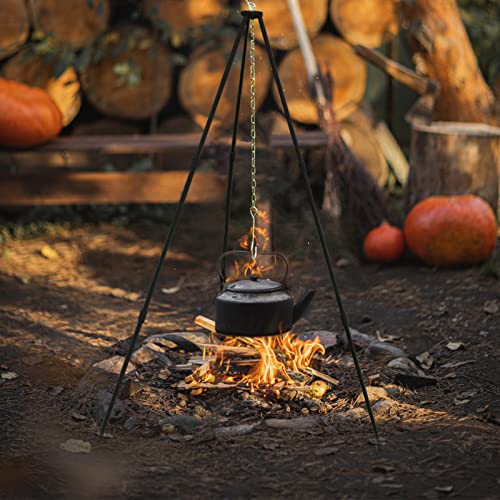 Andoer Dreibein Schwenkgrill, Grillrost mit Kette und Haken höhenverstellbarer Camping-Stativ für offenes Feuer, Reisen, Wandern, Picknick, Grillen