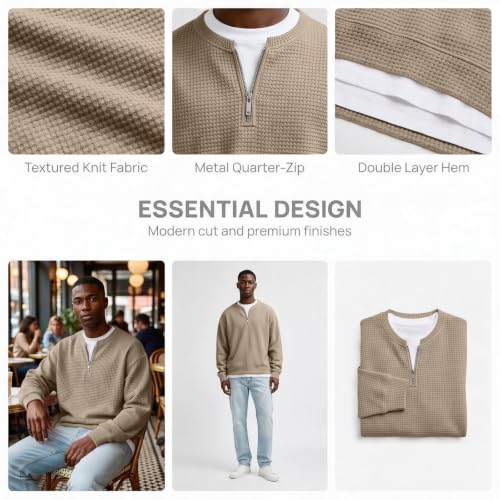 Mens Layered Look Shirt Quarter Zip Casual Fall Long Sleeve Layered Shirt - image 5