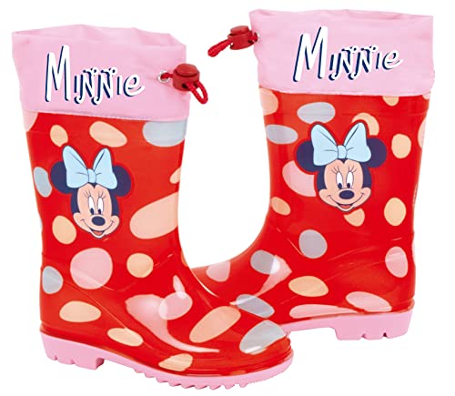 Botas de Agua Minnie Mouse Disney | Botas de Agua Disney Minnie Mouse para Niñas | Botas Agua Minnie Mouse Suela Antideslizante y Cierre con Cordón (numeric_30) Cover