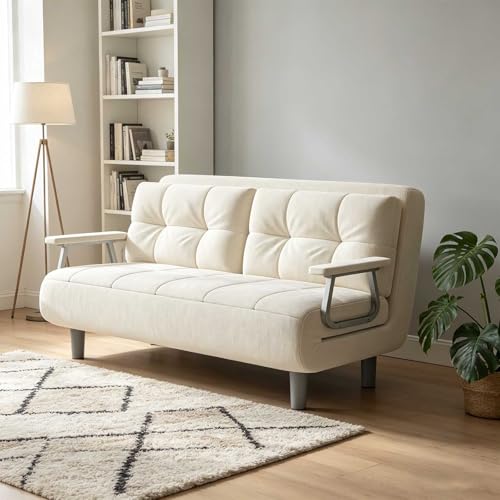 Sofá cama plegable 3 en 1, silla cama individual convertible con respaldo y almohada ajustables, espuma de alta resistencia y patas de acero, sofá cama que ahorra espacio para habitación de invitados