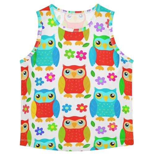 J JOYSAY Owl Flower Leaves White Boys Tank Top Sleeveless Muscle Shirts Quick Dry Kids T-Shirts 3-15T