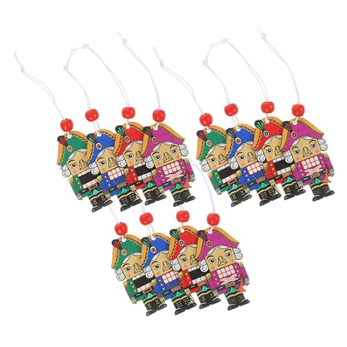 TOYZFRIENDY 12 Piezas Colgantes Cascanueces de Madera Coloridos Adorno Festival Soldado Cartoon para Fiesta Decoración Navideña