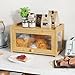 BAMBANG Bamboo Bread Box for Kitchen Countertop, Extra Large Farmhouse Bread Box with 4-Side Clear Panels, Wooden Bread Storage Container for Homemade Bread, Natural