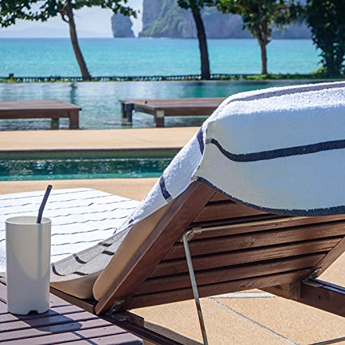 Arkwright Las Rayas Chaise Lounge Cover - (Pack Of 2) 100% Cotton Terry Towel Pool Chair Covers For Outdoor Beach Furniture, 30 X 85 In, Dark Grey #TOP6