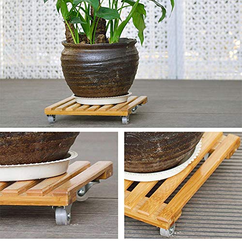 Heavy Duty Wooden Plant Caddy with Roller, Wood Plant Pot Base Roller