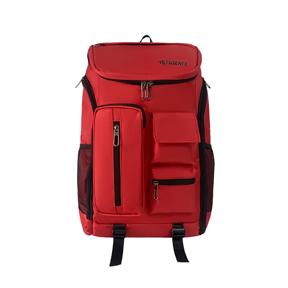 Liteprobicycle Unisex Red Large Capacity Bicycle Front Backpack Outdoor Sports Badminton Backpack With Installation Bracket, Used For Brompton/Dahon Bicycle Front Backpack (Red)