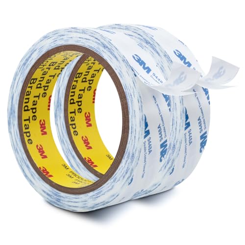 3M Double Sided Tape 1"×32.8Ft 2 Pack 9448A Double Coated Tissue Tape | Strong Adhesive Sticky Tape Translucent Removable for Foam Art Craft Nameplate Bonding