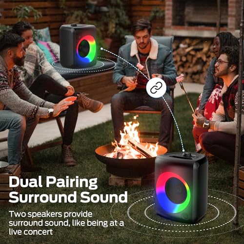 Image of Monster Musicbox Bluetooth Speaker, 60W Loud Portable Wireless Speaker with Dynamic RGB Lighting, Speakers for Outdoor, Stereo Sound, 12H Playtime, IPX5 Water Resistant, Supports TF Card, AUX, Black