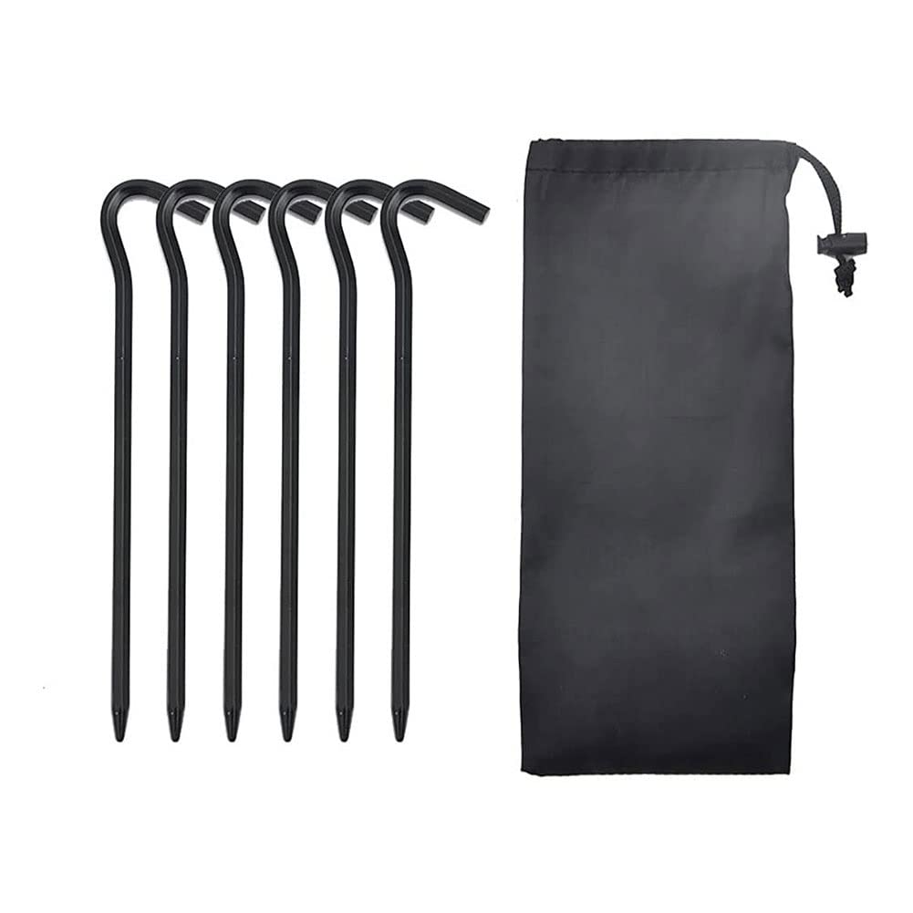Picchetti per tenda, confezione da 6 picchetti per tenda in alluminio con custodia per gancio, picchetti da campeggio ideali, campeggio all'aperto per campeggio, escursionismo, zaino in spalla (c