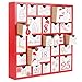 CCINEE Christmas Wooden Advent Calendar with 25 Large Drawers, Countdown to Christmas Decoration Large Size Xmas Countdown Calendar 2024 Hand Painted Refillable Advent for Holiday Decoration(Red)
