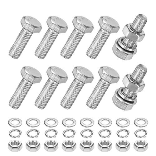 M METERXITY 10-Pack Hex Head Screw Bolt with Nuts Flat &amp; Lock Washers M5x14mm Stainless Steel Bolts and Nuts Kit Fully Threaded Metric Bolt Assortment for Equipment/Machinery