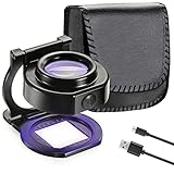 25X Loupe Magnifier Mini Rechargeable Foldable Pocket Magnifier Zinc Alloy Magnifying Glass Illumina