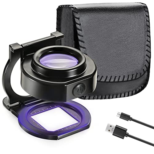 25X Loupe Magnifier Mini Rechargeable Foldable Pocket Magnifier Zinc Alloy Magnifying Glass Illuminated Handhold Magnifier For Jewelry Textile Currency Coins Stamps Circuit Board Gems … #TOP4