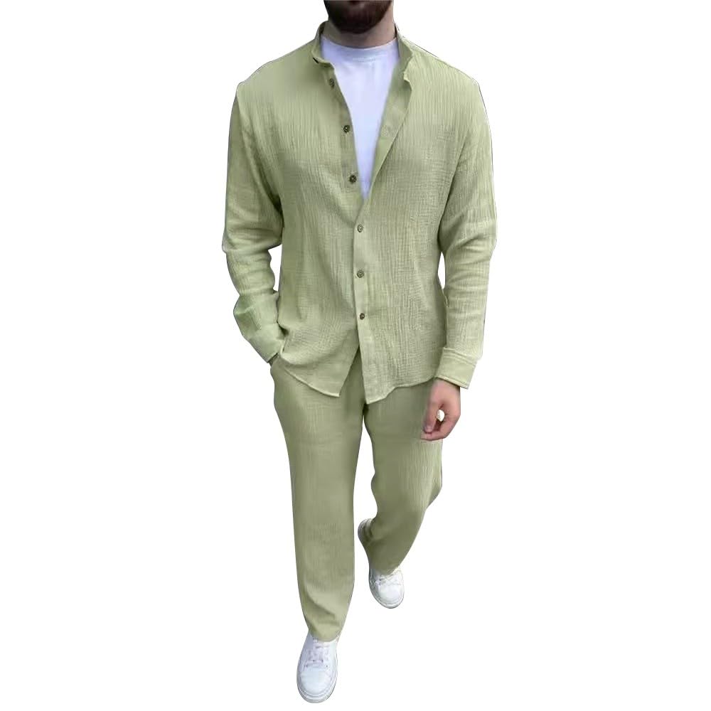 Conjunto de dos trajes transpirables de verano para hombre, con manga enrollada, pantalones ajustados