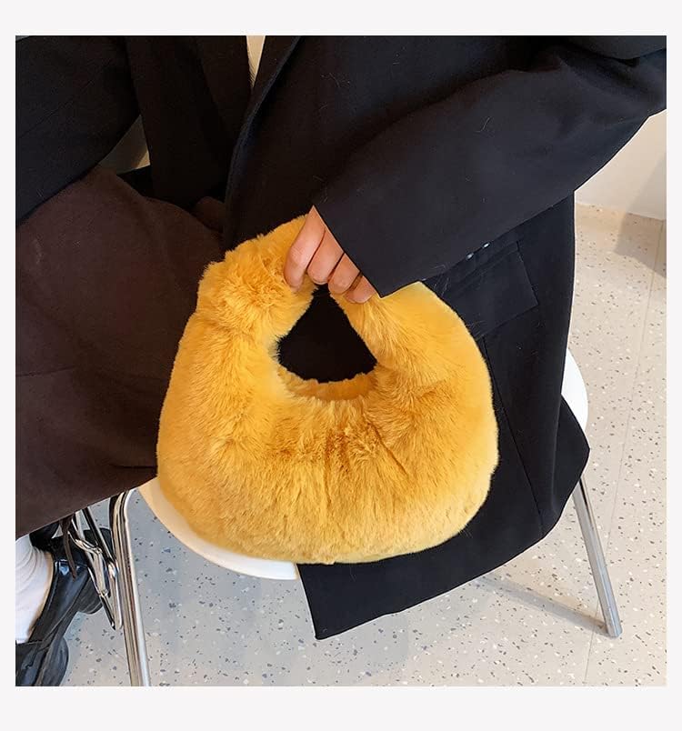 XPONNI Fuzzy Dumpling Bags, Cute Fluffy Y2k Handbags, Soft Knotted Faux Fur Bags with Zipper - Image 3