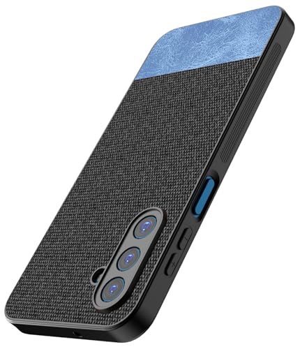 Image of Kapa Soft Fabric & Leather Hybrid Protective Back Cover for Samsung Galaxy M36 / F36 5G | Shockproof Slim Hard Anti Slip Back Case (Black,Blue)