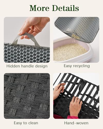 Image of SETVSON Cat Litter Box Enclosure Furniture, Hidden Litter Box, Cat Litter Box Cabinet with 2 Litter Mats, Handwoven Rattan Large Space Cat House, Indoor for Living Room, Bedroom, Apartment Black